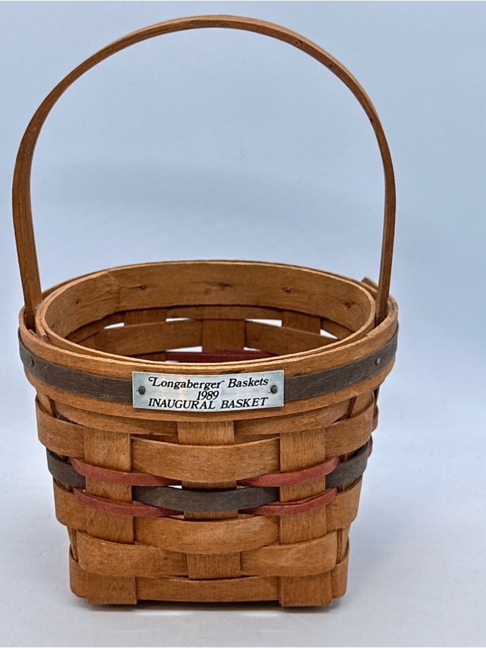Vintage Handwoven Signed Longaberger 1989 Inaugural Basket USA 8.5" Tall x 5.5"W